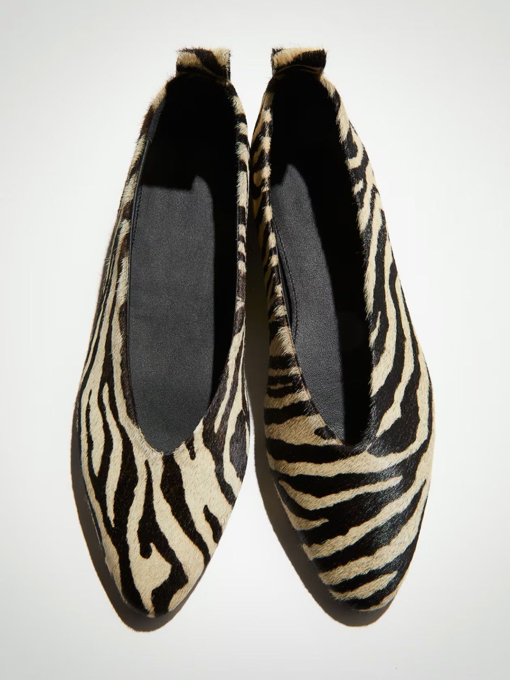 H&M Leather Zebra Print Women’s Pointed Ballet Flats